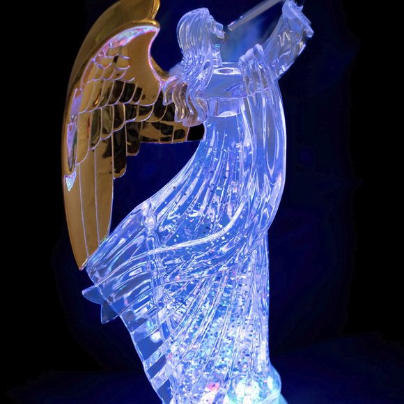 Dalax-Pair of Angel Trumpet LED Lighted Sparkling Color Changing Angel Figurine - Picture 6 of 9